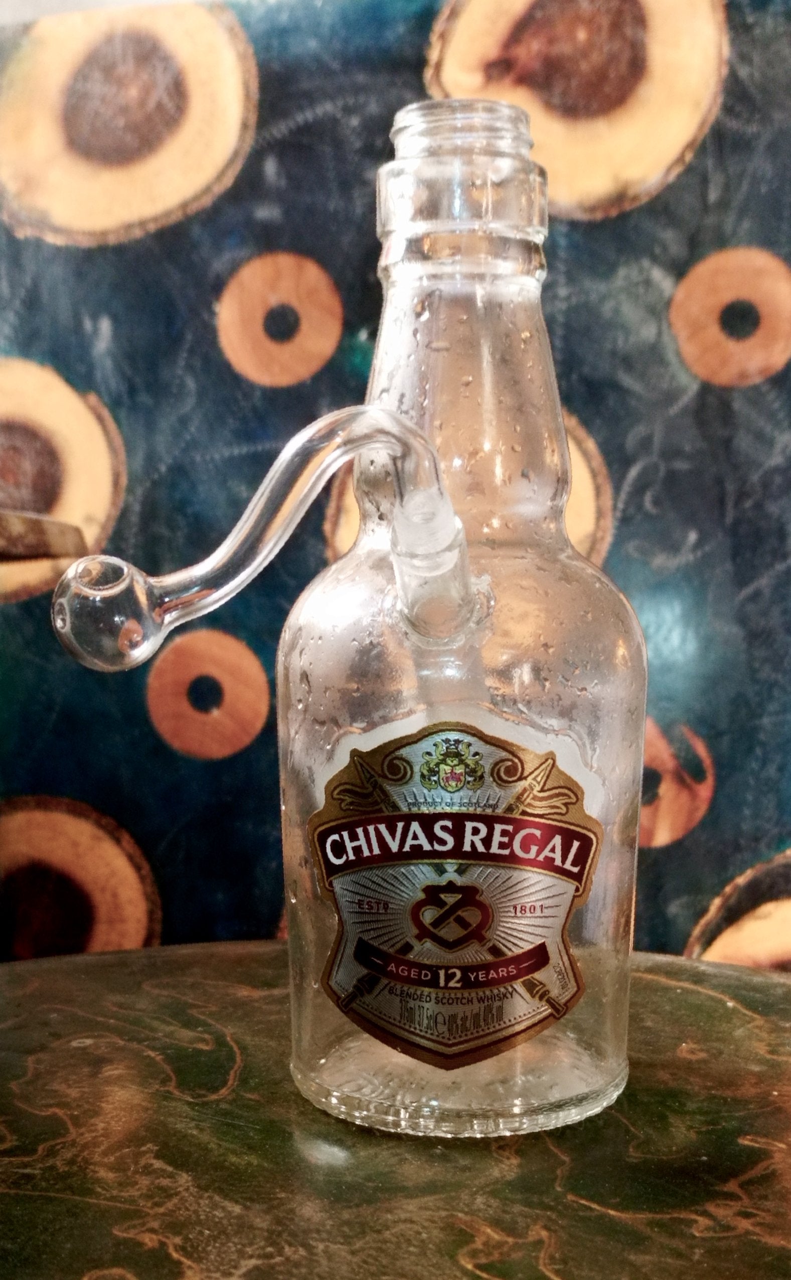 Chivas Regal water bottle with "S" shaped oil burner attachment - BabaBonga